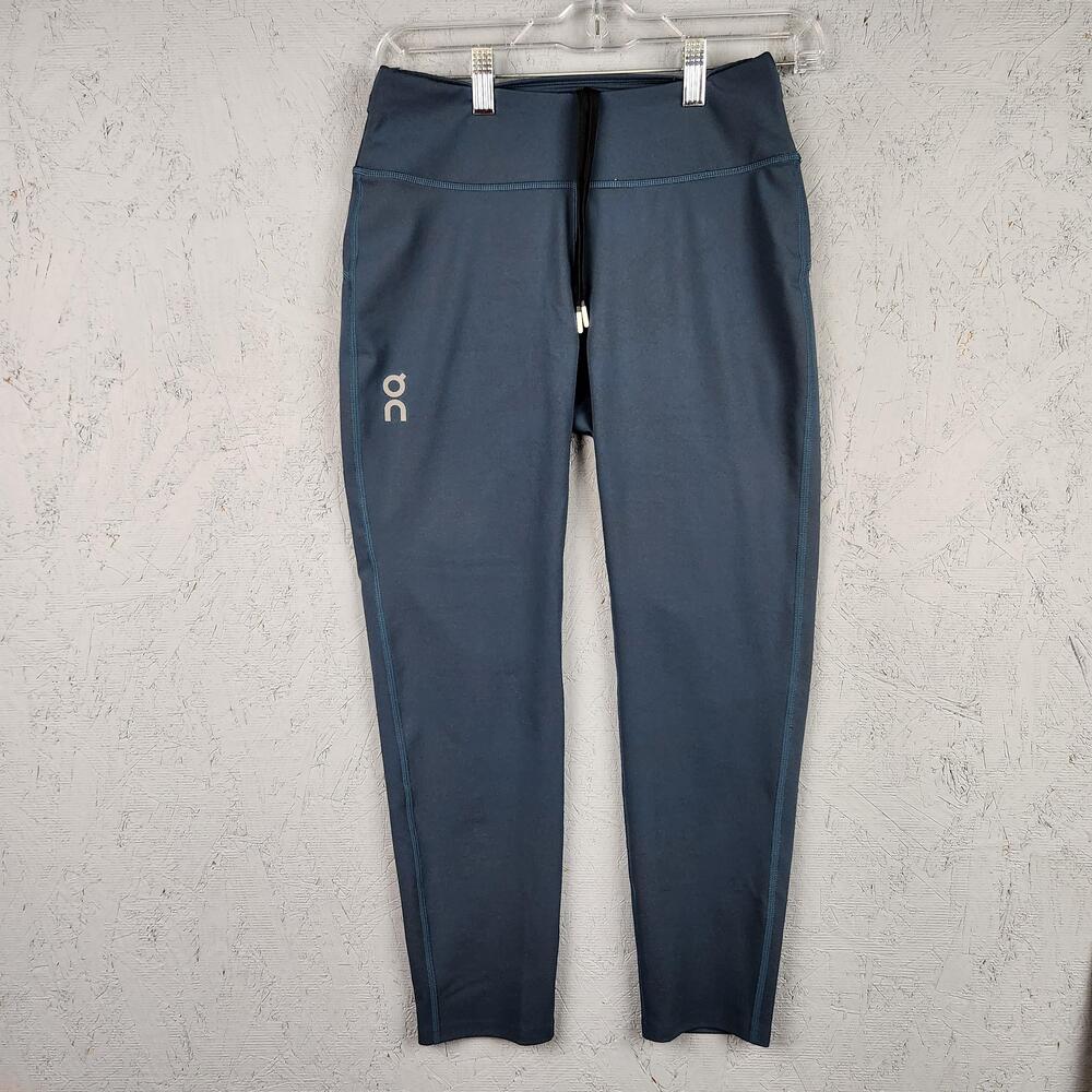 On Running Leggings Womens Small Blue 7/8 Leggings Drawcord Athletic Performance